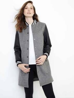 Roots Grey and Black Wool-Blend Varsity Jacket
